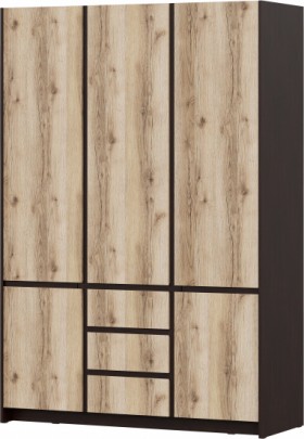 Модульная система "Прага" Шкаф для одежды трехстворчатый Дуб Венге/Дуб Делано в Берёзовке - beryozovka.katalogmebeli.com | фото 1