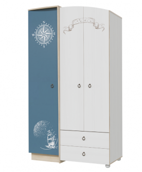 Шкаф для одежды Бриз 1200 Дуб ривьера/ Рамух белый/синий в Берёзовке - beryozovka.katalogmebeli.com | фото