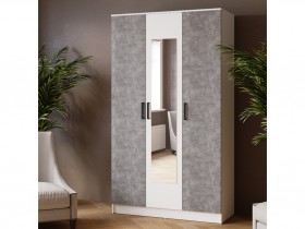 Шкаф комбинированный Ларс (1,2) с зеркалом белый/ателье светлое в Берёзовке - beryozovka.katalogmebeli.com | фото 3