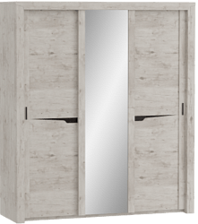 Шкаф трехдверный Соренто с раздвижными дверями Дуб бонифаций/Кофе структурный матовый в Берёзовке - beryozovka.katalogmebeli.com | фото 1