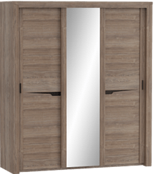 Шкаф трехдверный Соренто с раздвижными дверями Дуб стирлинг/Кофе структурный матовый в Берёзовке - beryozovka.katalogmebeli.com | фото