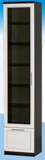 Шкаф высокий с ящиком и стеклодверью ДЛЯ ГОСТИНОЙ ШВЯС-450 Венге/Дуб выбеленный в Берёзовке - beryozovka.katalogmebeli.com | фото