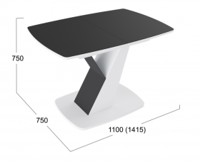 Стол обеденный «Гарда» Тип 1 (Белый/Стекло матовое черный графит) в Берёзовке - beryozovka.katalogmebeli.com | фото 3