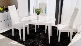 Стол обеденный «Портофино» (Белый глянец/Стекло белое) в Берёзовке - beryozovka.katalogmebeli.com | фото 2
